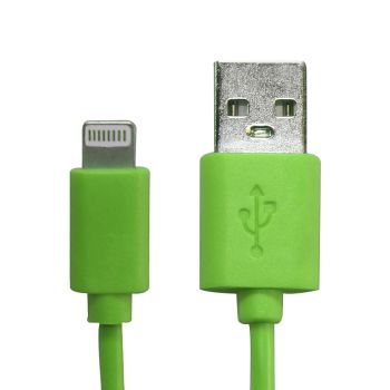USB Male to Lightning Male Cable - Green - 1 m