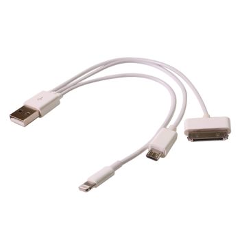 USB 3 in 1 Cable  20 cm - (8′′)   White