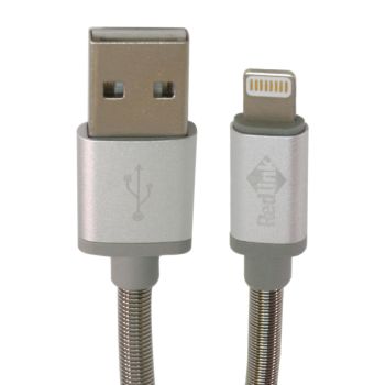 Câble flexible en métal USB mâle à Lightning mâle - Argent - 1 m