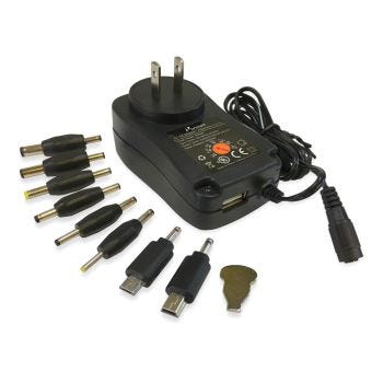 Universal Charger with USB Port and 8 Adapters - 3-12 V DC - 1 A - 12 W