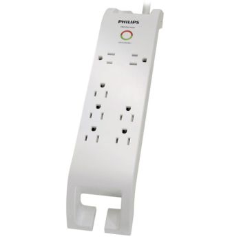 PHILIPS 7-Outlet Surge Bar with Cable Management - 1000 J - 15 A - White - 1.8 m