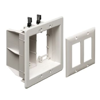 2-Gang Recessed Wall TV Box with Decora Plate - White