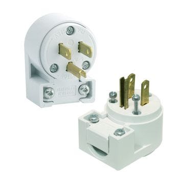 Fiche équerre NEMA 5-15P polarisée LEVITON 3 fils - 15A/125V - Blanc