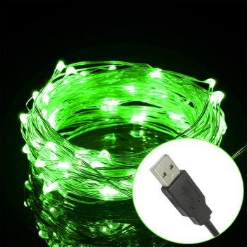 100 LED Light Branch - USB - Green - 5 m
