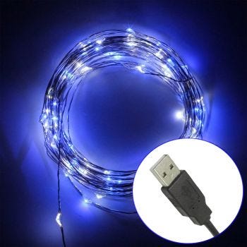 100 LED Light Branch - USB - Blue and White - 5 m
