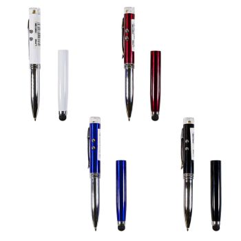 Stylo 5-en-1 avec laser, lumière et pointe tactile - Couleurs variées