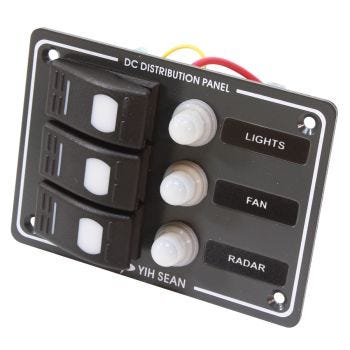 Panneau de commande étanche - IP55 - 3 interrupteurs/3 disjoncteurs
