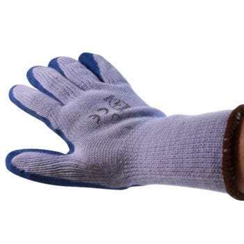 Gants de travail en latex et polyester - Bleu - Grand - Paire