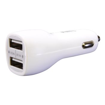 Chargeur USB pour véhicule avec 2 ports USB - 1 A / 2.1 A - Blanc