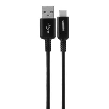 PHILIPS 1.2 m USB-A Male to USB-C Male Cable - Black 