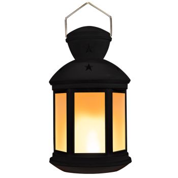 Antique LED Lantern with Realistic Flame Effect - White or Black