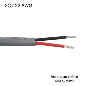22/2 Tinned Copper Stranded Wire Cable - FT4 - Grey - Sold by Meter