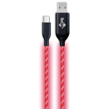 USB-C to USB 2.0 Glowing Cable - 3 A - Red - 1 m