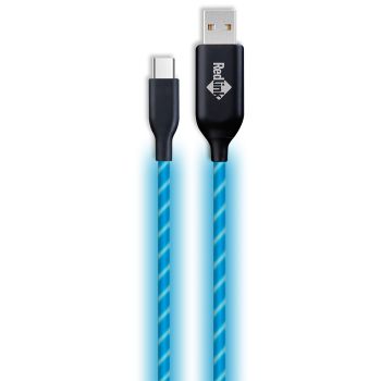 USB-C to USB 2.0 Glowing Cable - 3 A - Blue- 1 m