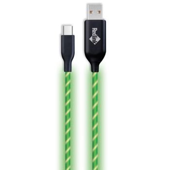 UBS 2.0 to USB-C Glowing Cable - Green - 1 m
