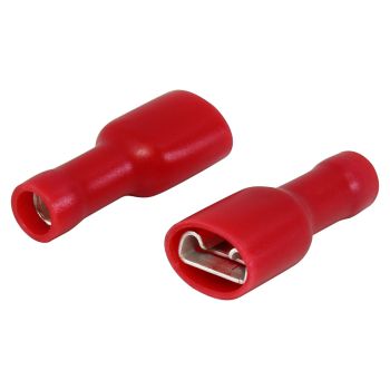 Insulated Blade Female Terminal - .250" - 22-18 AWG - Red - 10 Pack