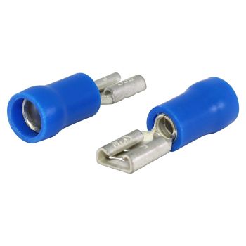 Terminal à lame femelle double baril - .187" - 16-14 AWG - Bleu - Paquet de 10