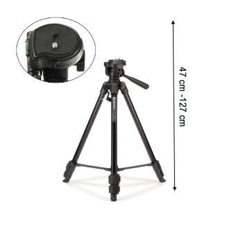 Adjustable Tripod with Pan Head for Camera - 15.5 to 50 in