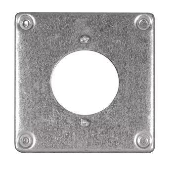 4" Square Junction Box Suface Cover with 2-9/64" Opening - Steel