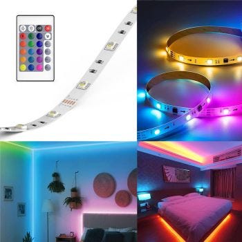 Adhesive LED Strip Light with Remote Control - 12V - 30 LED/m - RGB - 3m