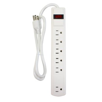 Multiprise à 6 prises de 90 cm - 125V - 15A - Blanc
