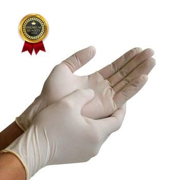 Gant de latex jetable de qualité supérieure - Blanc - Moyen - Boîte de 100