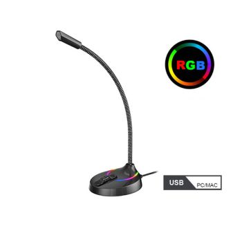 Microphone de jeu rétroéclairé RVB à col de cygne - USB