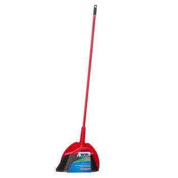 Angle Broom with 120 cm Handle and Dustpan - Red