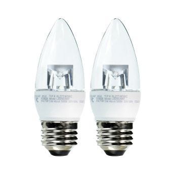 B11 Dimmable LED Bulb - 120V - 5W - E26 - 5000K - Pack of 2