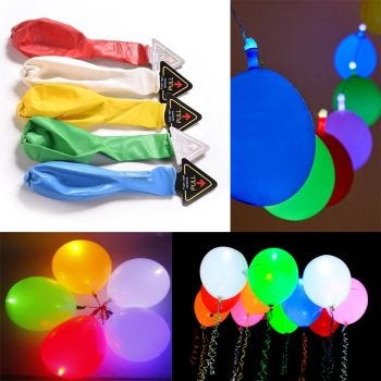 Multicolor LED Light Up Balloons - Pack of 5