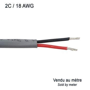 2C/18AWG Tinned Copper Stranded Wire Cable - FT4 - Grey - Sold by Meter