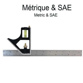 Carpenter′s Square with Integrated Spirit Level and Detachable Ruler - Metric and SAE