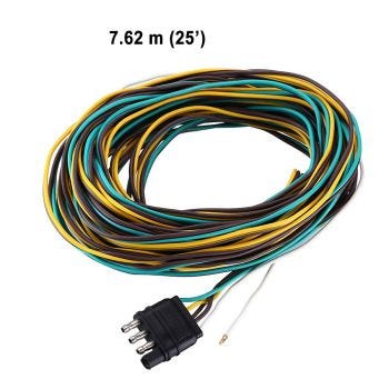 Faisceau de câblage à 4 voies avec fil de mise à la terre de 88 cm pour remorque - 7.62 m