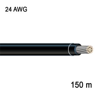 Fil en cuivre étamé multibrin - 1C/24 AWG - Noir - 150 m