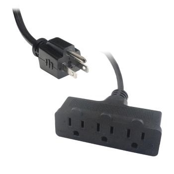 3-Outlets Heavy Duty Extension Cord - 3C/14 AWG - Indoor/Outdoor - 125 V - 13 A - Black - 30 m