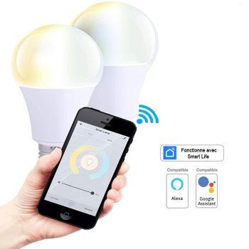 A19 Wi-Fi Smart LED Light Bulb - 120 V - 9 W - E26 - 2700 K to 5000 K - Pack of 2