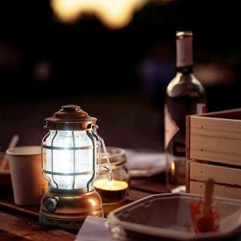 Mini lanterne DEL COB à intensité réglable - 180 Lumens - Argent ou bronze