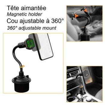 Phone Holder with Adjustable Gooseneck for Car Cupholder
