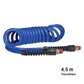 Tuyau spiralé en polyuréthane pour compresseur à air - 120 PSI - 1/4″ X 4.5 m