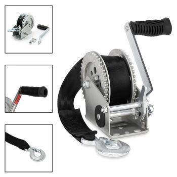 Manual Winch with Strap for Trailer - Capacity of 1200 lbs