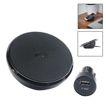 Qi Wireless Charger Combo with USB Car Charger