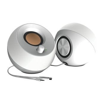 Haut-parleurs d′ordinateur à 45 ° - 4.4 W - Blanc - 3.5 mm et USB - Paire - Réusiné