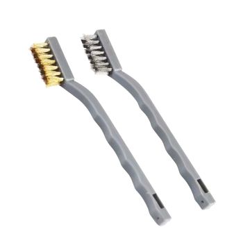 Set of Stainless Steel and Brass Bristle Brushes for Metal Cleaning - 2 Pieces