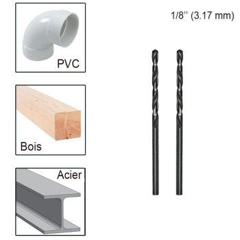 Mèche 1/8″ (3.17 mm) HSS pour perceuse - Paquet de 2