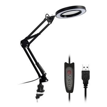 Lampe loupe pliable DEL avec TCC ajustable et bras extensible - 12 W - USB