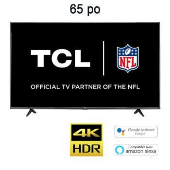 Téléviseur intelligent DEL TCL avec Google TV intégré - 4K HDR - 65″ - Réusiné