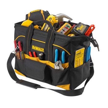 DEWALT Heavy Duty 16" Tool Bag with 33 Storage Pockets - Black and Yellow