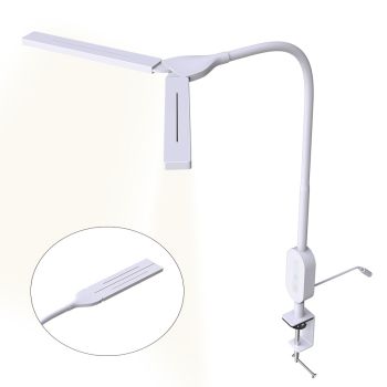 Dual-Head LED Clip-On Desk Lamp with Touch Controls - 3000K/4000K/5000K - 6.5 W - USB
