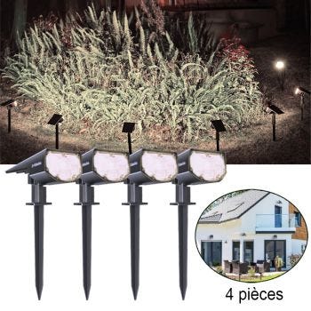 Floodlight Style Solar LED Light - Cold White - 4-Pack