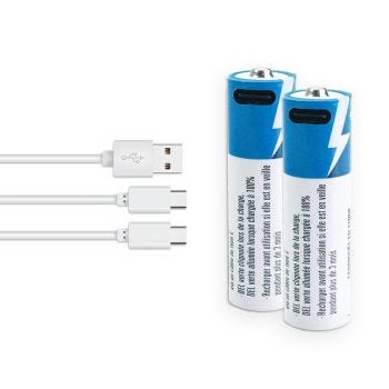 AA Li-ion Rechargeable Battery with 2 x USB-C Cable - 1.5V - 2-Pack